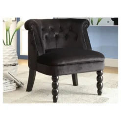 Flax Victorian Style Contemporary Velvet Fabric Upholstered Vanity Accent Chair - Black - Baxton Studio -Baxton Studio GUEST 61c958ea c88a 405d 9853 81e61ed56f01