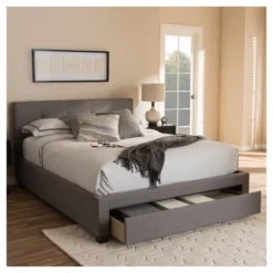 Brandy Modern And Contemporary Fabric Upholstered Platform Bed With Storage Drawer - Baxton Studio 16 Brandy Modern And Contemporary Fabric Upholstered Platform Bed With Storage Drawer - Baxton Studio -Baxton Studio GUEST 625a9c09 f31c 451e a3bf 60798a187e9f