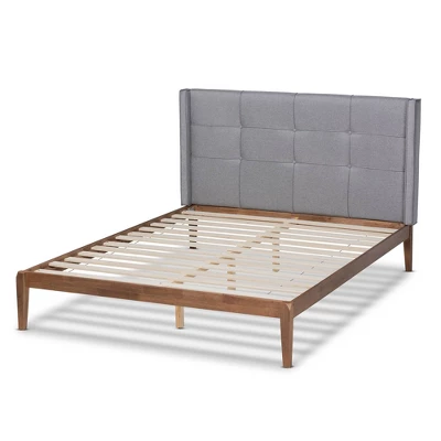 King Edmond Fabric Upholstered Wood Platform Bed Gray/Ash Walnut - Baxton Studio 4 King Edmond Fabric Upholstered Wood Platform Bed Gray/Ash Walnut - Baxton Studio - Image 2