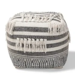 Kirby Handwoven Moroccan Inspired Pouf Ottoman Gray/Ivory - Baxton Studio 11 Kirby Handwoven Moroccan Inspired Pouf Ottoman Gray/Ivory - Baxton Studio -Baxton Studio GUEST 628b6679 4ebb 4a50 8a84 546ba104c823