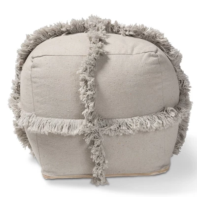 Alfro Handwoven Cotton Fringe Pouf Ottoman - Baxton Studio 7 Alfro Handwoven Cotton Fringe Pouf Ottoman - Baxton Studio - Image 5
