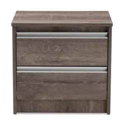 Gallia Modern And Contemporary Oak Finished 2 Drawer Nightstand Brown - Baxton Studio 11 Gallia Modern And Contemporary Oak Finished 2 Drawer Nightstand Brown - Baxton Studio -Baxton Studio GUEST 62b243da 47c7 4358 8279 c25481f68fb5