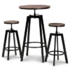 3pc Metal And Maritta Wood Height Adjustable Bar Pub Dining Set Walnut/Black - Baxton Studio -Baxton Studio GUEST 62bfbef3 2b0b 4998 8859 30c3df45344a
