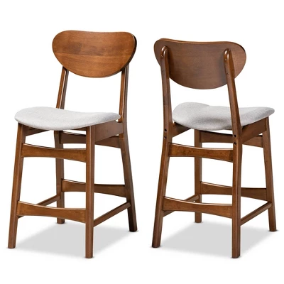 2pc Katya Fabric Upholstered And Wood Counter Height Barstool Set - Baxton Studio 11 2pc Katya Fabric Upholstered And Wood Counter Height Barstool Set - Baxton Studio - Image 9