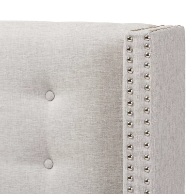 Queen Ginaro Modern And Contemporary Fabric Button Tufted Nail Head Winged Headboard Gray - Baxton Studio 4 Queen Ginaro Modern And Contemporary Fabric Button Tufted Nail Head Winged Headboard Gray - Baxton Studio - Image 2