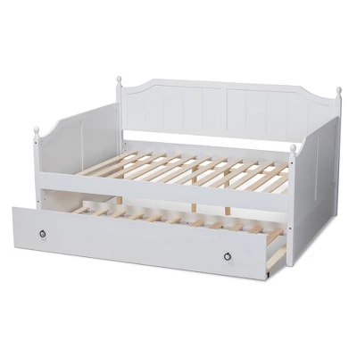Full Millie Wood Daybed With Trundle White - Baxton Studio 6 Full Millie Wood Daybed With Trundle White - Baxton Studio - Image 4