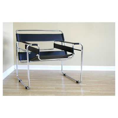 Jericho Leather Accent Chair Black - Baxton Studio 4 Jericho Leather Accent Chair Black - Baxton Studio - Image 2