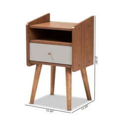 Elario Wood 1 Drawer Nightstand White/Walnut/Brown - Baxton Studio -Baxton Studio GUEST 644a0e93 3921 416a 90ee fcd84739e3b4