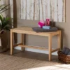 Danyl Wood Rattan Accent Bench Oak Brown - Baxton Studio -Baxton Studio GUEST 64e26b24 a839 46be 98e8 4e23c821ad4a
