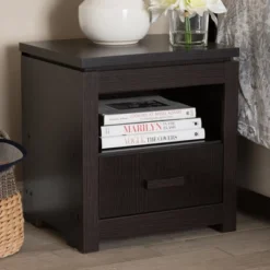 Bienna Modern And Contemporary Finished 1 Drawer Nightstand Dark Brown - Baxton Studio -Baxton Studio GUEST 64ed2f05 4cdf 4e78 83eb f1d084a68f84