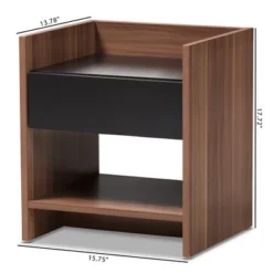 Vanda Modern And Contemporary Two - Tone Wood 1 - Drawer Nightstand - Brown - Baxton Studio -Baxton Studio GUEST 654004f4 15c8 45b0 96ff e807bff3bf31