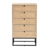 Amelia Wood Rattan 5 Drawer Storage Cabinet Natural Brown/Black - Baxton Studio -Baxton Studio GUEST 65b3c6ea 998e 4d84 b662 ccf406926a4c