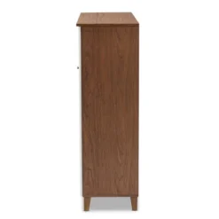 Coolidge 11 Shelf Wood Shoe Cabinet With Drawer White/Walnut - Baxton Studio -Baxton Studio GUEST 662bbc0d d9de 4764 ba12 a09b17a892a4