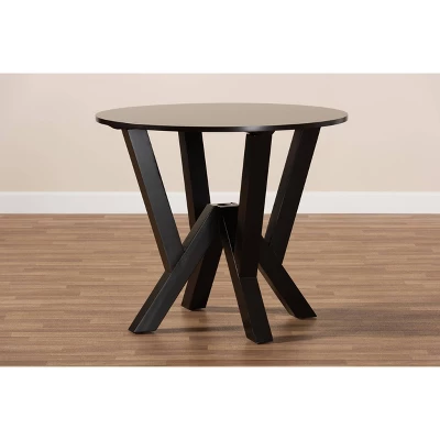 35" Irene Wide Round Wood Dining Table - Baxton Studio 8 35" Irene Wide Round Wood Dining Table - Baxton Studio - Image 6