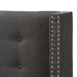 Queen Ginaro Modern And Contemporary Fabric Button Tufted Nail Head Winged Headboard Dark Gray - Baxton Studio -Baxton Studio GUEST 6718bbe4 3644 4ff8 b24b bba936b543e3
