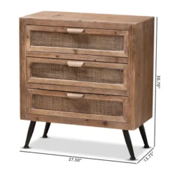 Calida Wood And Rattan 3 Drawer Storage Cabinet Brown - Baxton Studio -Baxton Studio GUEST 68295ec1 e739 4380 9baf b80632243dda