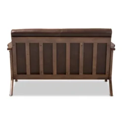 Bianca Mid-Modern Walnut Wood Distressed Faux Leather 2 Seater Loveseat Dark Brown - Baxton Studio -Baxton Studio GUEST 68316290 b05b 4341 bcec 627db563f289