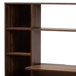 Ezra Wood Storage Computer Desk With Shelves Walnut - Baxton Studio -Baxton Studio GUEST 689cc118 a4cc 443f be99 36c684eb3632