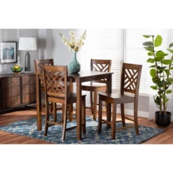 5pc Caron Wood Pub Dining Set Walnut Brown - Baxton Studio -Baxton Studio GUEST 694a4195 825f 485f a3aa ed8a40a47e8d