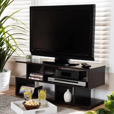 Arne Wood TV Stand For TVs Up To 32" Dark Brown - Baxton Studio 5 Arne Wood TV Stand For TVs Up To 32" Dark Brown - Baxton Studio - Image 3