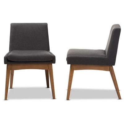Set Of 2 Nexus Mid Century Modern Walnut Wood Fabric Upholstered Dining Side Chair - Baxton Studio 4 Set Of 2 Nexus Mid Century Modern Walnut Wood Fabric Upholstered Dining Side Chair - Baxton Studio - Image 2