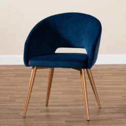Vianne Velvet Upholstered Metal Dining Chair Navy Blue/Gold - Baxton Studio -Baxton Studio GUEST 69a84d4a 8454 4c20 9a8e 5602203d9ff5