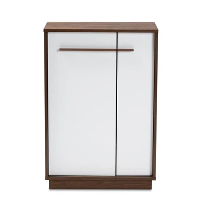 Mette Walnut Finished Wood Shoe Cabinet White - Baxton Studio 9 Mette Walnut Finished Wood Shoe Cabinet White - Baxton Studio - Image 7
