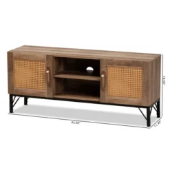 Veanna Bohemian Natural Wood And Metal 2 Door Synthetic Rattan TV Stand For TVs Up To 40" Brown/Black - Baxton Studio 19 Veanna Bohemian Natural Wood And Metal 2 Door Synthetic Rattan TV Stand For TVs Up To 40" Brown/Black - Baxton Studio -Baxton Studio GUEST 6a36c958 f80b 4bf8 a7e6 3b72b4ade40a