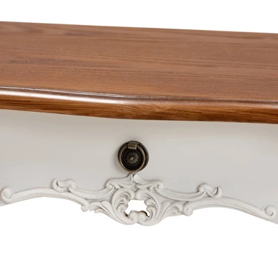 Sophie Small 3 Drawer Wood Console Table White/Brown - Baxton Studio 6 Sophie Small 3 Drawer Wood Console Table White/Brown - Baxton Studio - Image 4