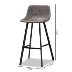 Set Of 2 Tani Faux Leather Upholstered Metal Barstools Gray/Black - Baxton Studio 13 Set Of 2 Tani Faux Leather Upholstered Metal Barstools Gray/Black - Baxton Studio -Baxton Studio GUEST 6adf0423 acb9 471e a28d 11638850aabe