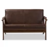 Bianca Mid-Modern Walnut Wood Distressed Faux Leather 2 Seater Loveseat Dark Brown - Baxton Studio -Baxton Studio GUEST 6b43a945 f50e 407f 966f 62d458c0a793