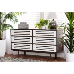 6 Drawer Wood Dresser And Meike Two-Tone Walnut/White - Baxton Studio -Baxton Studio GUEST 6b6ae715 5fd6 4c29 a24e 55ca8686ece7
