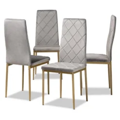 4pc Blaise Velvet Fabric Upholstered And Metal Dining Chair Set - Baxton Studio -Baxton Studio GUEST 6baa4976 f182 4e56 b68d 4fd2cb459932