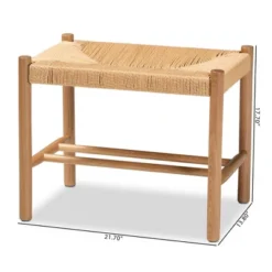 Saura Wood Hemp Accent Bench Oak Brown - Baxton Studio -Baxton Studio GUEST 6bb854ee a0ab 4978 b8b9 87d8967bb6e4