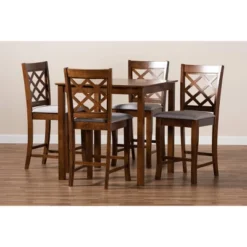 5pc Alora Fabric Upholstered Wood Pub Counter Height Dining Set Gray/Brown - Baxton Studio -Baxton Studio GUEST 6ca52073 8f80 40d8 a465 b405aa9d578d