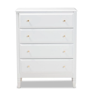 4 Drawer Naomi Wood Bedroom Chest White/Gold - Baxton Studio 4 4 Drawer Naomi Wood Bedroom Chest White/Gold - Baxton Studio - Image 2