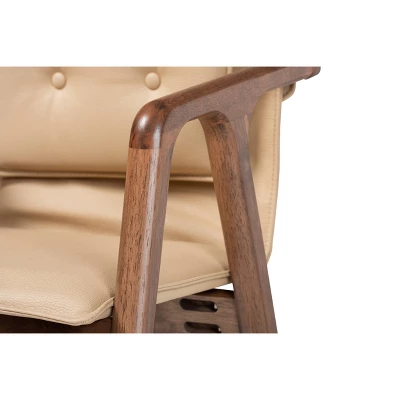 2pc Marcena Imitation Leather Upholstered And Wood Dining Chair Set - Baxton Studio 6 2pc Marcena Imitation Leather Upholstered And Wood Dining Chair Set - Baxton Studio - Image 4