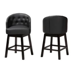 2pc Theron Faux Leather And Wood Swivel Counter Stool Set - Baxton Studio -Baxton Studio GUEST 6d9f3167 faac 4972 9b90 c4dcd8457185