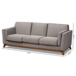 Baxton Studio Sava Fabric Upholstered Walnut Wood 3 Seater Sofa Gray - BaxtonStudio -Baxton Studio GUEST 6dcce518 d45a 4aa7 9835 d4ec48c31e1f