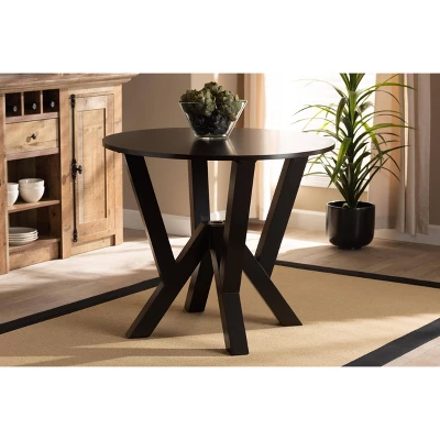 35" Irene Wide Round Wood Dining Table - Baxton Studio 6 35" Irene Wide Round Wood Dining Table - Baxton Studio - Image 4