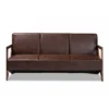Christa Faux Leather Effect Fabric Upholstered Wood Sofa Dark Brown/Walnut Brown - Baxton Studio 1 Christa Faux Leather Effect Fabric Upholstered Wood Sofa Dark Brown/Walnut Brown - Baxton Studio -Baxton Studio GUEST 6ec1d6de ef64 458c 8728 62cef5f8b8b4