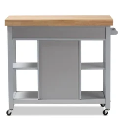Hayward Coastal And Farmhouse Natural Wood Kitchen Cart White, Light Brown - Baxton Studio -Baxton Studio GUEST 6ecf615f ab7b 4c8f 87fe 13c5bc6c1264