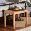 Abelia Natural Rattan And Mahogany Wood Short Accent Bench Natural Brown - Baxton Studio