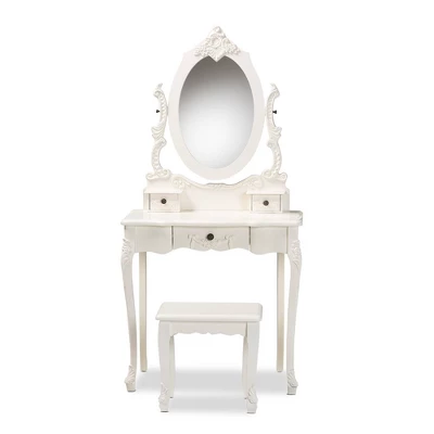 2pc Macsen Wood Vanity Set With Adjustable Mirror White - Baxton Studio 5 2pc Macsen Wood Vanity Set With Adjustable Mirror White - Baxton Studio - Image 3
