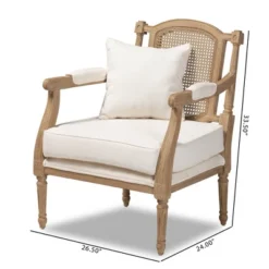 Clemence Upholstered Whitewashed Wood Accent Chair Ivory/Oak - Baxton Studio -Baxton Studio GUEST 6fecbaac e8bd 43c5 b215 7897d5863042