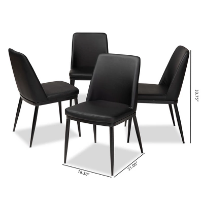 Set Of 4 Darcell Modern And Contemporary Faux Leather Upholstered Dining Chairs - Baxton Studio 6 Set Of 4 Darcell Modern And Contemporary Faux Leather Upholstered Dining Chairs - Baxton Studio - Image 4