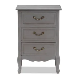 3 Drawer Capucine Finished Wood Nightstand Gray - Baxton Studio -Baxton Studio GUEST 703a8bcd b67b 4d95 bb07 eff6828476df
