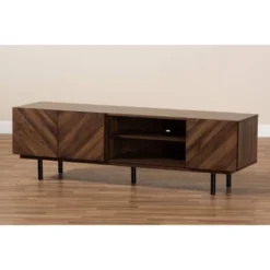 Berit Wood TV Stand For TVs Up To 70" Walnut - Baxton Studio -Baxton Studio GUEST 70a97c6a cc52 4343 a82e 65f055630373