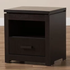 Bienna Modern And Contemporary Finished 1 Drawer Nightstand Dark Brown - Baxton Studio -Baxton Studio GUEST 70d080f9 3985 4fa3 8b98 49887f5a61b6