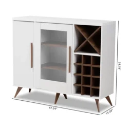Baxton Studio Pietro Finished Wine Cabinet White/Brown - BaxtonStudio -Baxton Studio GUEST 7122868c 10bf 4bf3 b2f6 e1132b355489